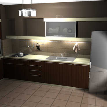 Угловая кухня «Мария» темно-коричневого цвета