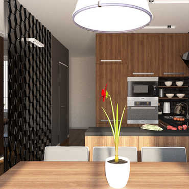 Угловая кухня «Аран» для помещения в стиле Лофт