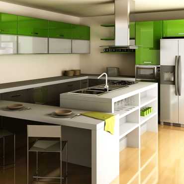 Кухня «Стиль угловая» из МДФ в пленке ПВХ бело-зеленая