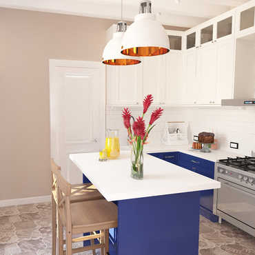 Угловая кухня «Арина» в стиле кантри сине-белая