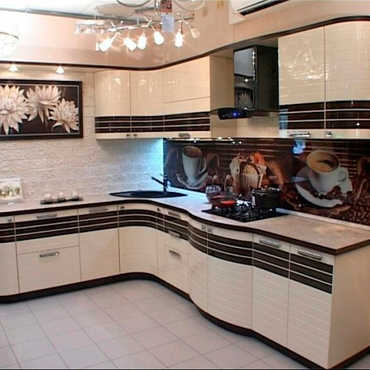 Угловой кухонный гарнитур «Бостон» из МДФ в эмали со шпоном