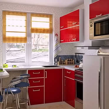 Угловая кухня «Стиль» из МДФ в пленке ПВХ красная